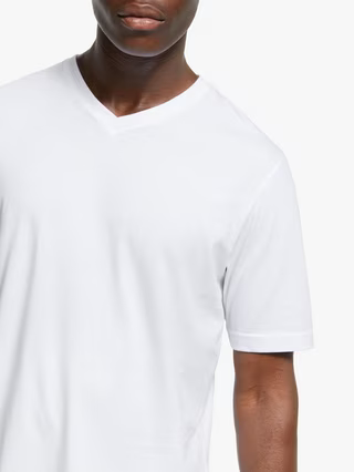 SALEM-Short Sleeve V-Neck Organic Cotton Jersey Lounge Top, White