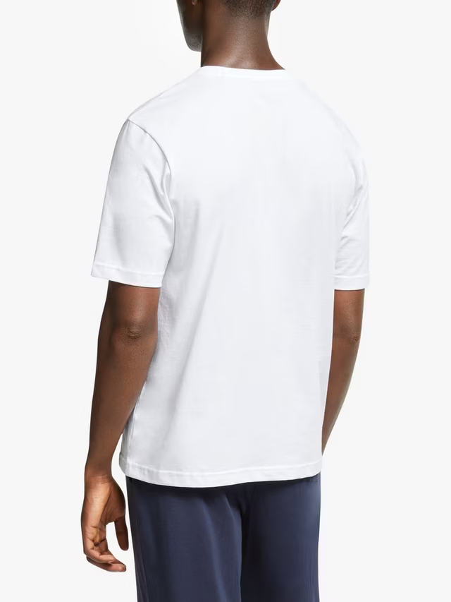 SALEM-Short Sleeve V-Neck Organic Cotton Jersey Lounge Top, White