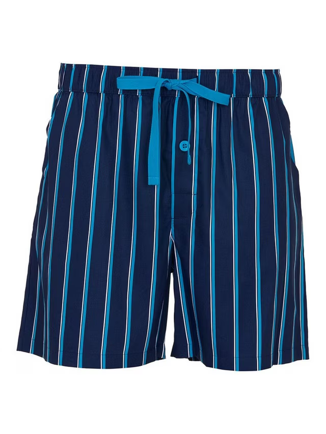 SALEM-Cotton Modal Blend Printed Stripe Pyjama Shorts, Navy