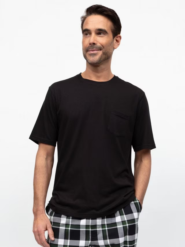 SALEM-Crew Neck Jersey Pyjama Top, Black